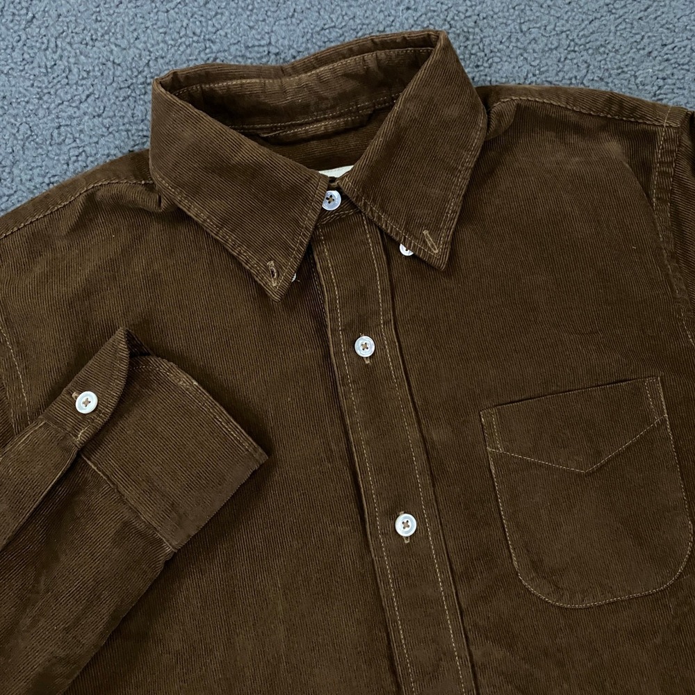 Buck Mason Corduroy Shirt Mens XS Brown Button Down Pinwale Long Sleeve
